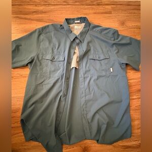 Columbia Men's Short Sleeve Button-Up Shirt - Teal Blue